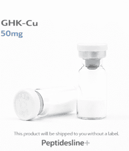 GHK-Cu peptide vial for skin healing and anti-aging treatments.