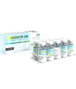 Somatropin 100 amino acid peptide vials for growth hormone support.