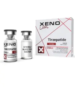 Tirzepatide vial and box for research and medical use.