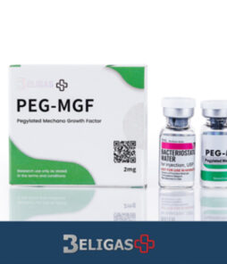 Peg-MGF peptide vial for growth factor therapy and muscle recovery.