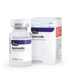 Ipamorelin 5mg peptide vial for muscle growth and anti-aging benefits.