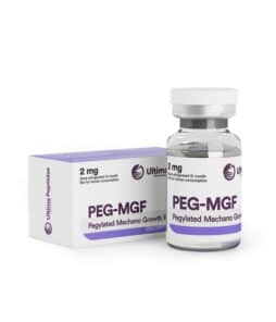 Peg-MGF peptide vial for muscle recovery and growth, 2mg dosage.