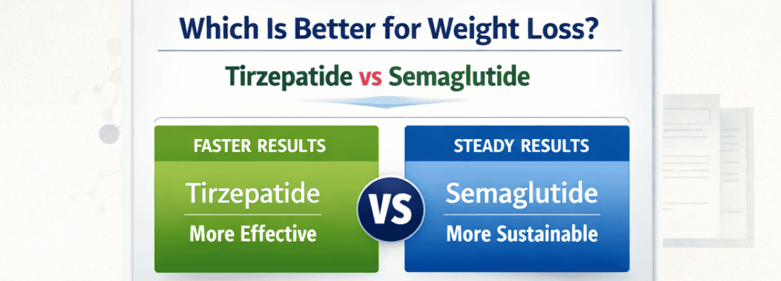 Comparison of Tirzepatide and Semaglutide for weight loss effectiveness.